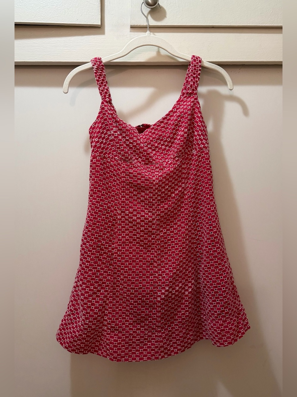 Free People Berry Kiss Mini Dress Red Embroidered Boho Cotton Off Shoulder S - Picture 4 of 16